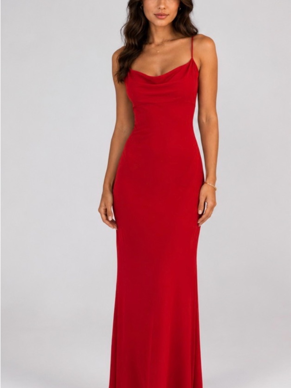 Vintage Cherry Red Maxi Dress Jody California USA Made Old Hollywood Glam Sz 3